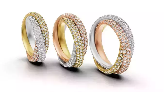 Cartier Trinity Ring  Classic Model Paved 3D print model