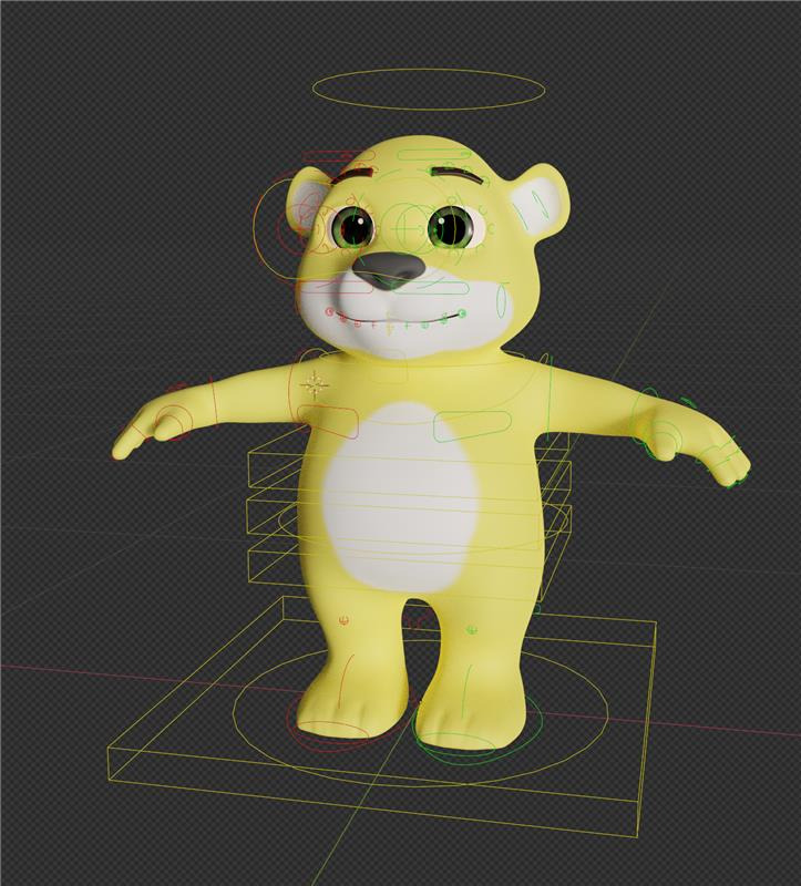 Cartoon Bear Fully Rigged Animated 3D Character 3D model_1