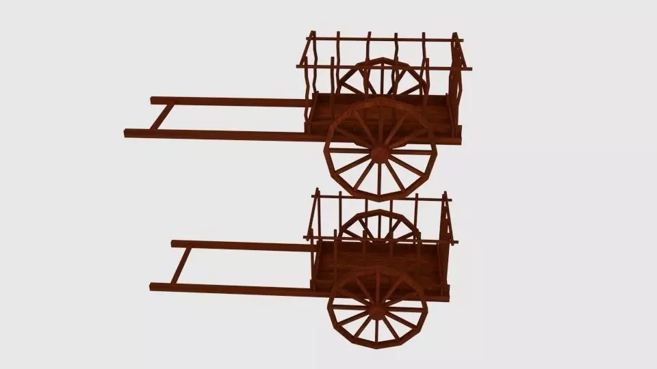 Hanley Sk Red River Cart Low-poly 3D model