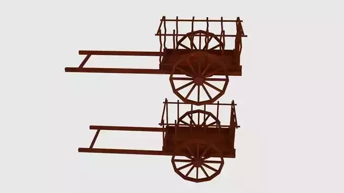 Hanley Sk Red River Cart Low-poly 3D model