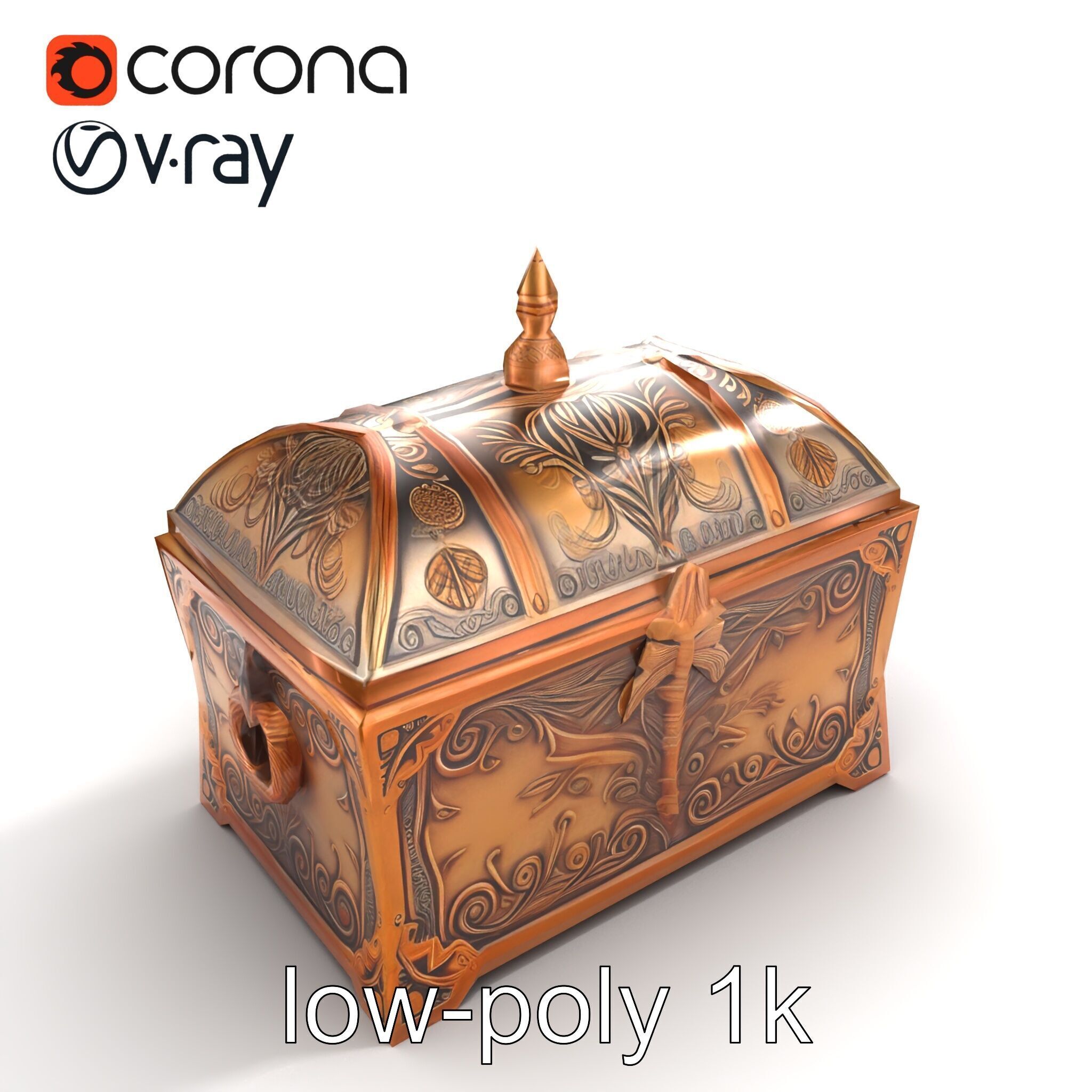 Exquisite Magical Coffer model pack Low-poly 3D model_9