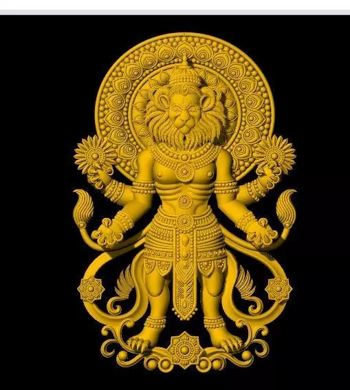 god narasimha swami gold silver pendent 3D print model_0