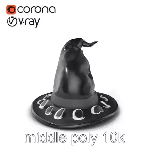 Elegant Velvet Witchs Hat with Moons model pack Low-poly 3D model