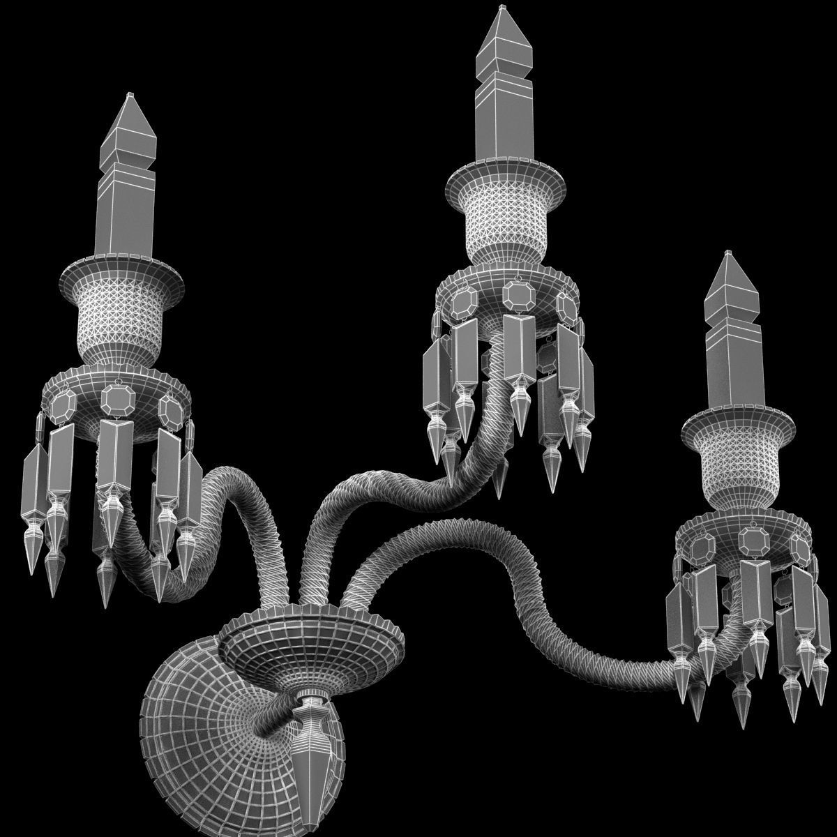 Baccarat Zenith WALL SCONCE 3 LIGHTS Clear crystal 3D model_10