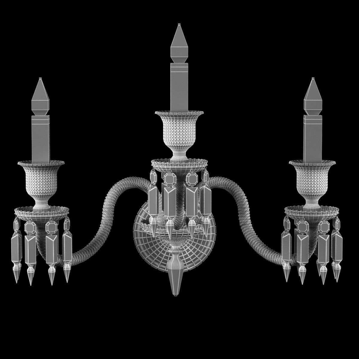 Baccarat Zenith WALL SCONCE 3 LIGHTS Clear crystal 3D model_8