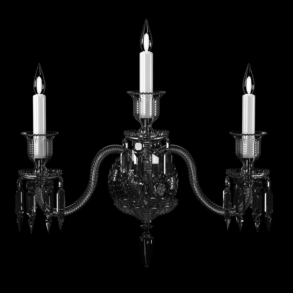 Baccarat Zenith WALL SCONCE 3 LIGHTS Clear crystal 3D model_3