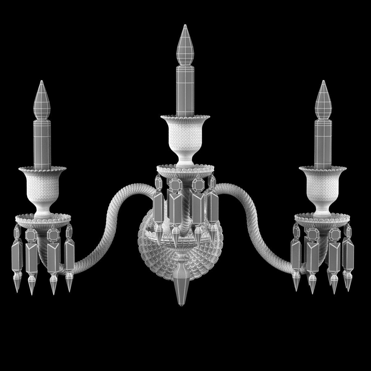 Baccarat Zenith WALL SCONCE 3 LIGHTS Clear crystal 3D model_7