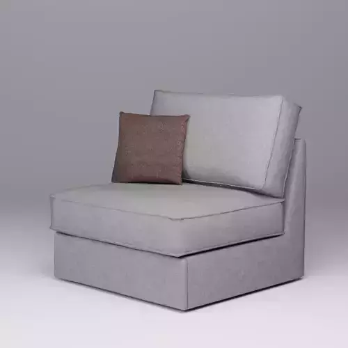 Fabric Chair with Pillow Kivik - Grey Fabric - Armchair Seat 3D