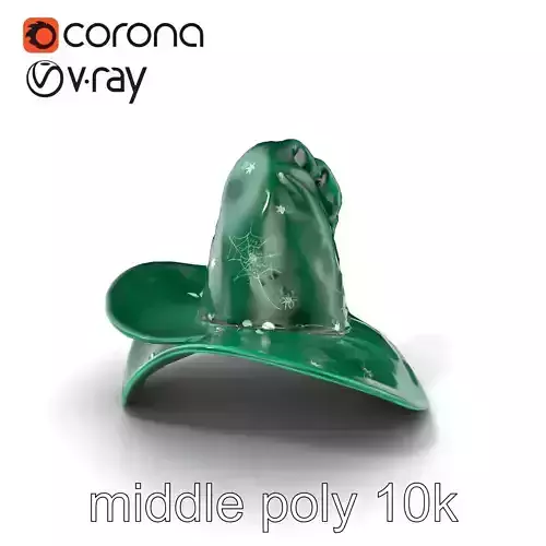 Emerald Witch Hat with Silver Webs model pack Low-poly 3D model