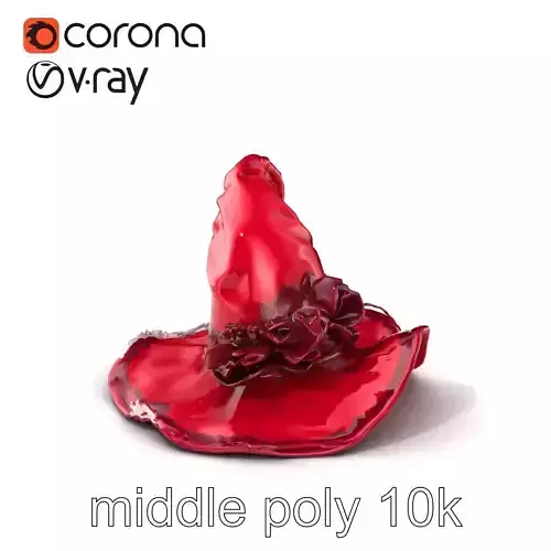 Fairytale Burgundy Witch Hat Silk model pack Low-poly 3D model