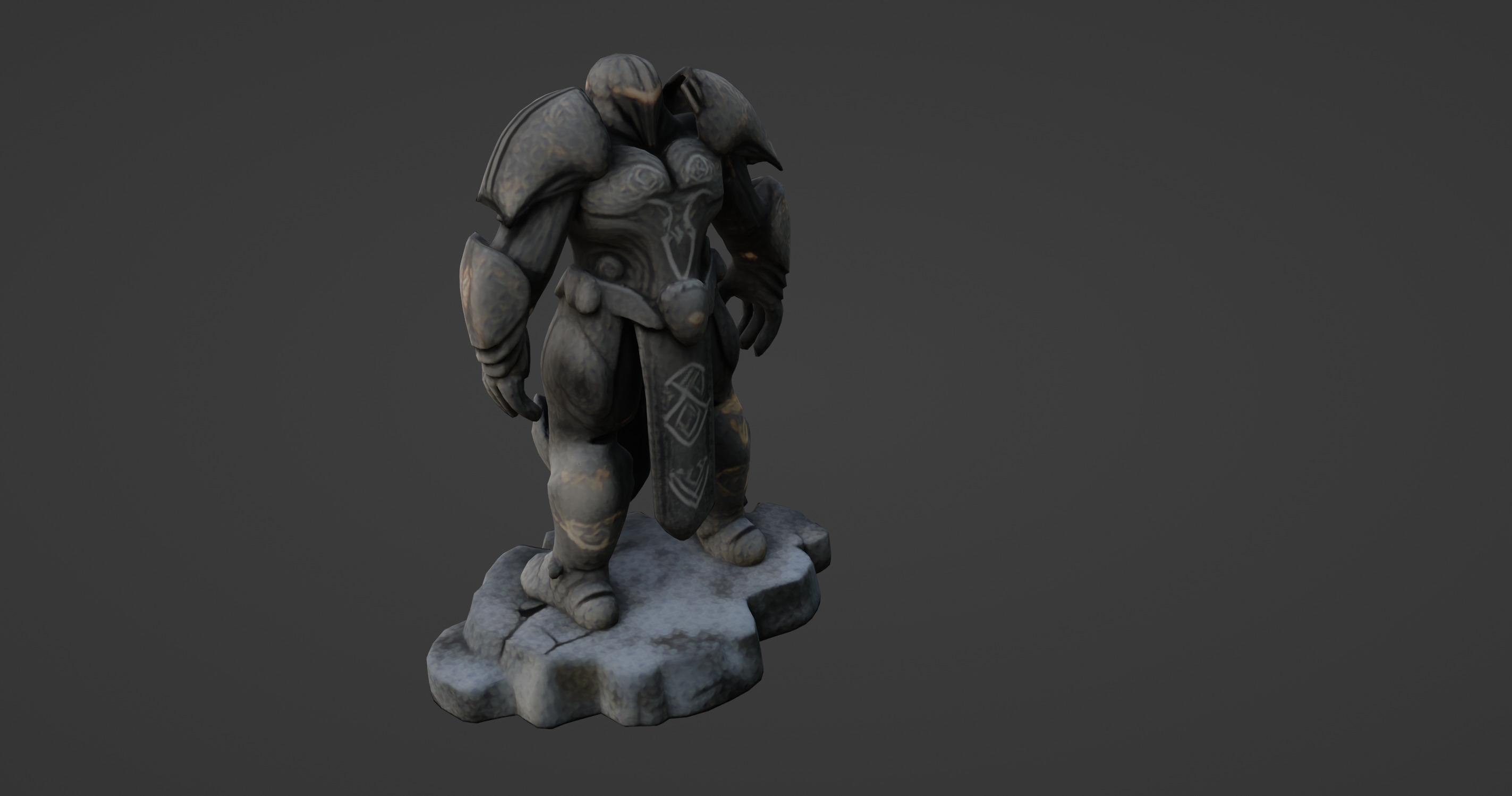 Ancient Guardian Stone Statue 3D model_7
