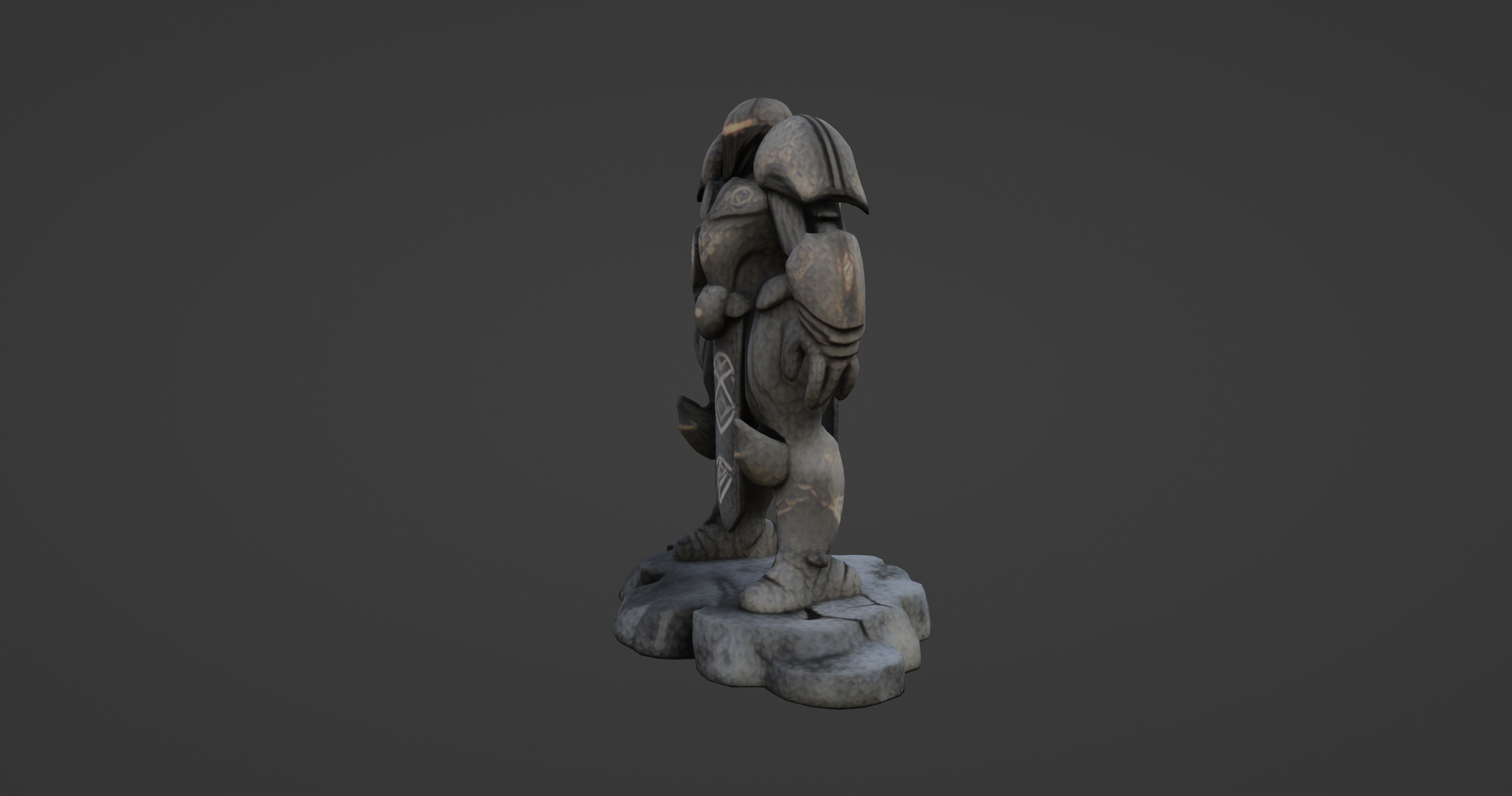 Ancient Guardian Stone Statue 3D model_8