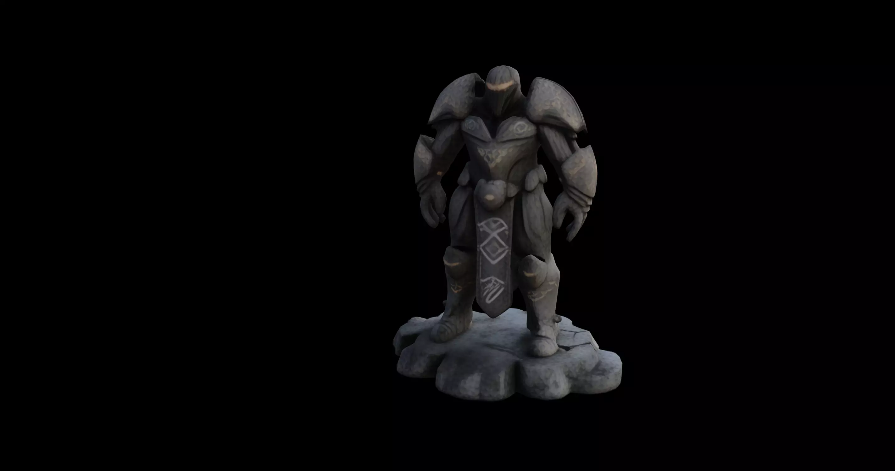 Ancient Guardian Stone Statue 3D model_0