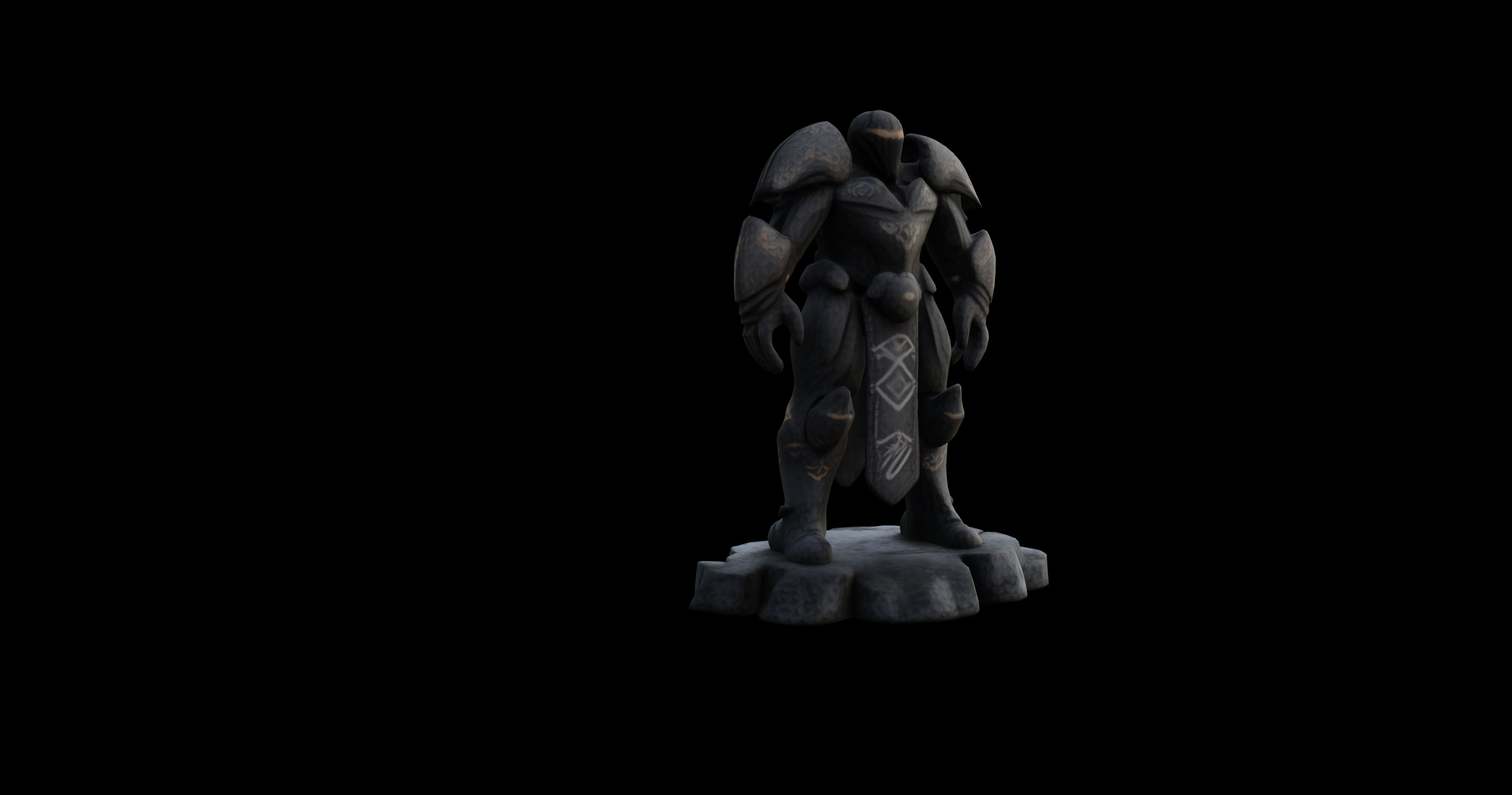 Ancient Guardian Stone Statue 3D model_5