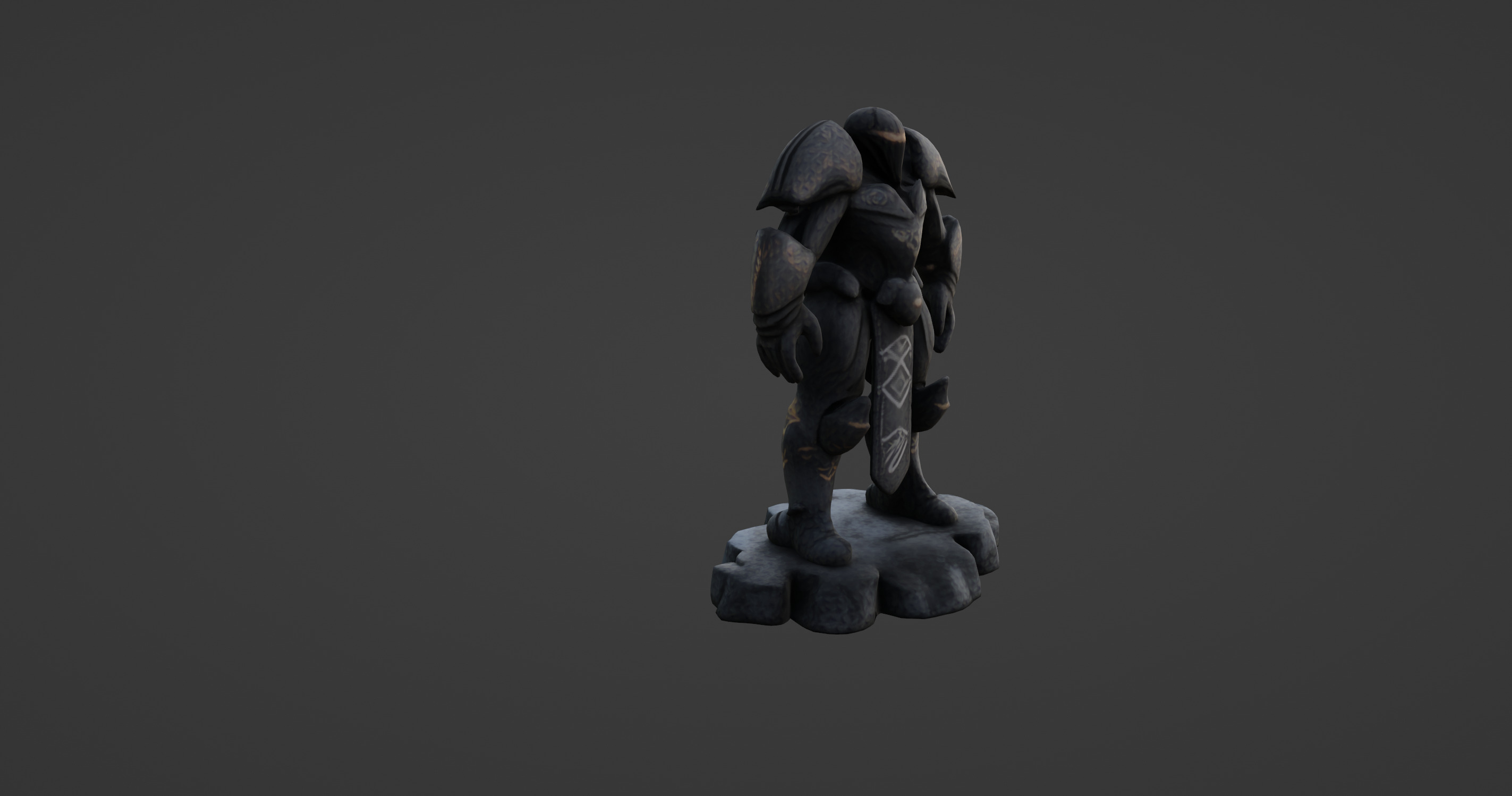 Ancient Guardian Stone Statue 3D model_10