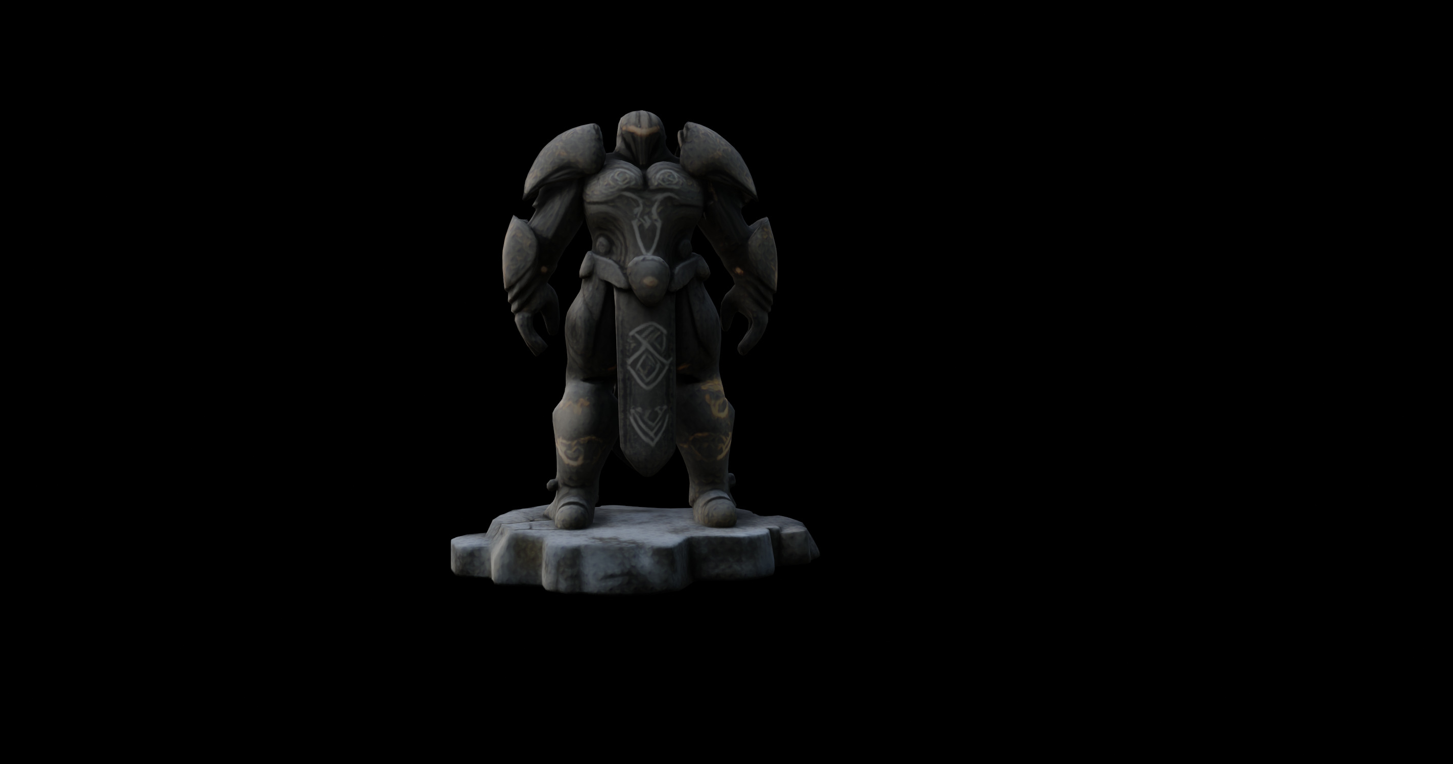 Ancient Guardian Stone Statue 3D model_6