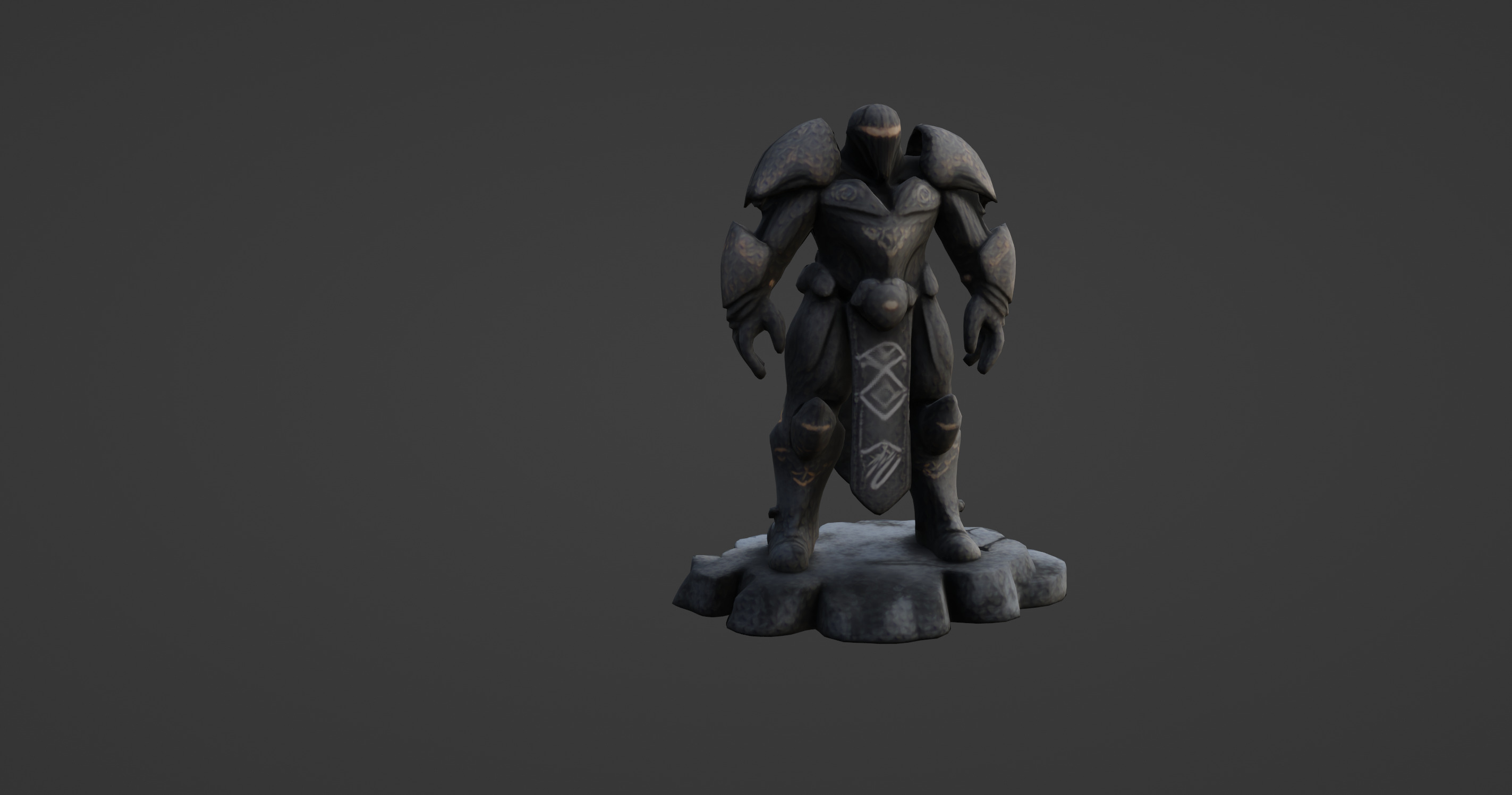 Ancient Guardian Stone Statue 3D model_9