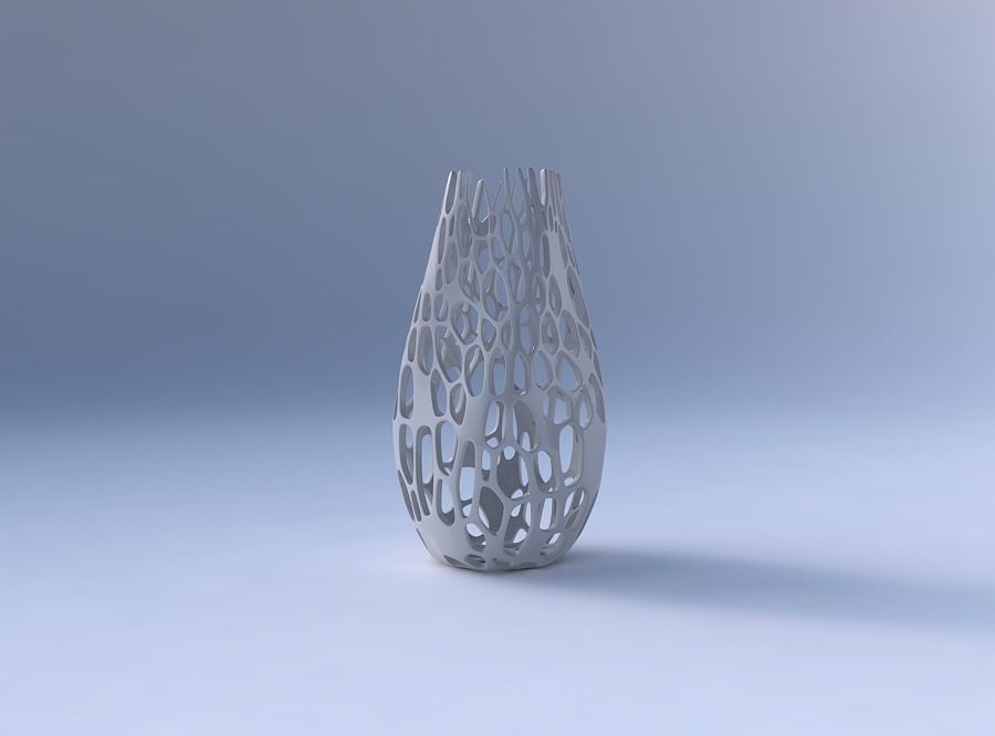 Bottom wide vase helix with cracked and twisted organic lattice 3D print model_4