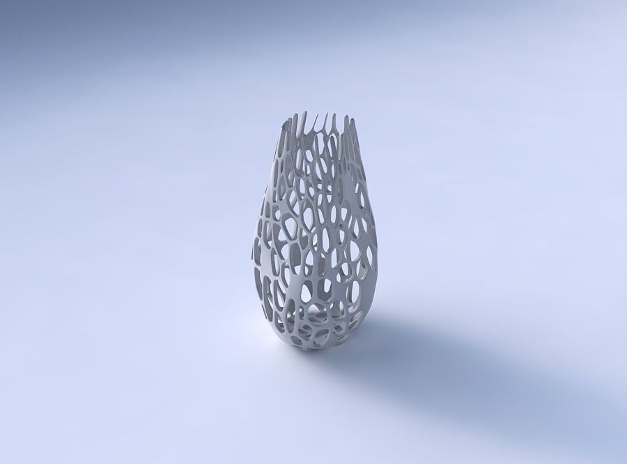 Bottom wide vase helix with cracked and twisted organic lattice 3D print model_3