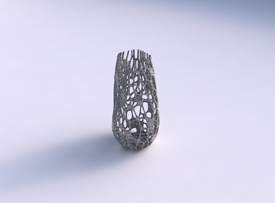 Bottom wide vase helix with cracked and twisted organic lattice 3D print model_5