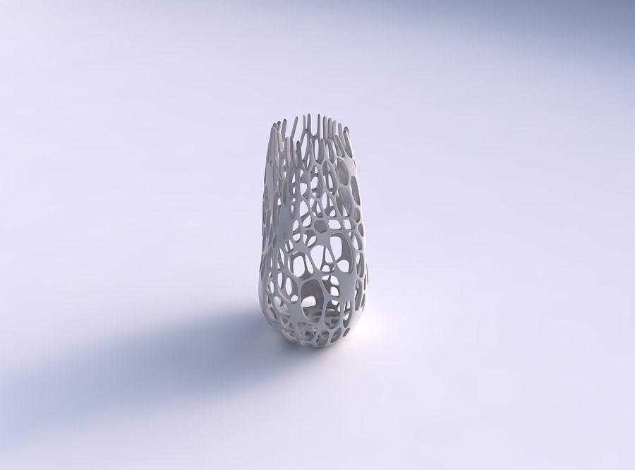 Bottom wide vase helix with cracked and twisted organic lattice 3D print model_0