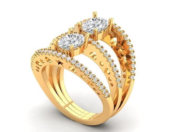 Ladies Diamond Ring -  3D print model 3D print model
