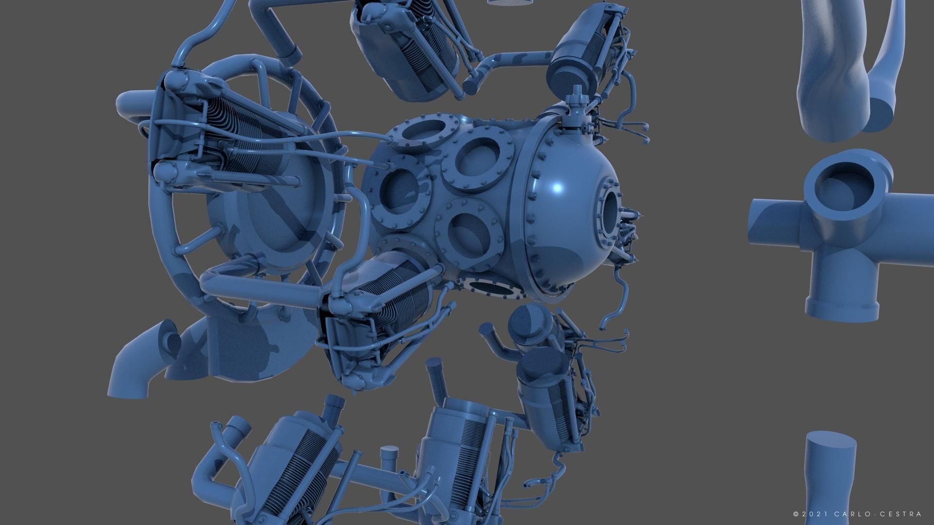 PW R1830 Radial Engine - Commercial license - 1-6 scale 3D print model_8