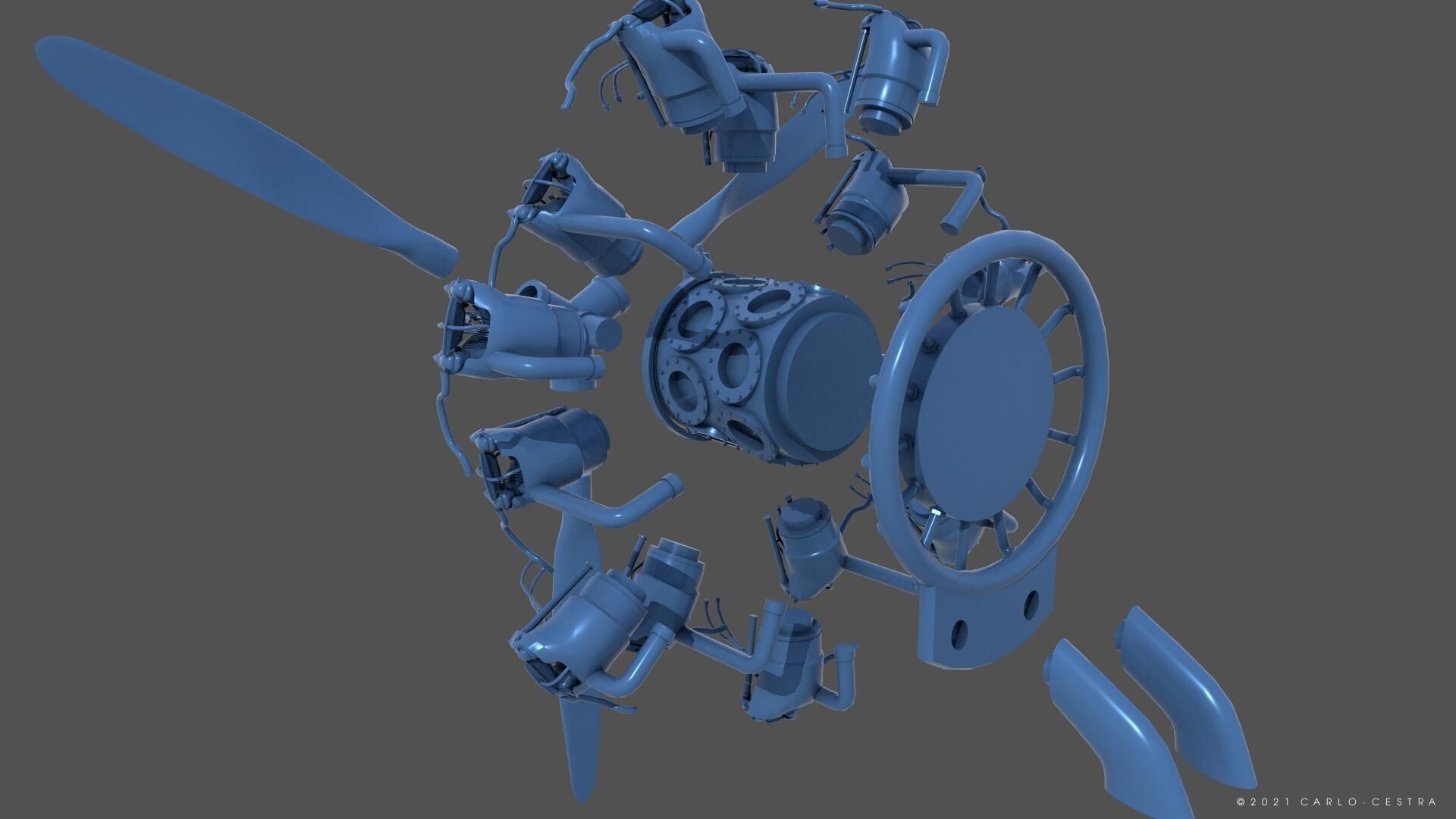 PW R1830 Radial Engine - Commercial license - 1-6 scale 3D print model_7