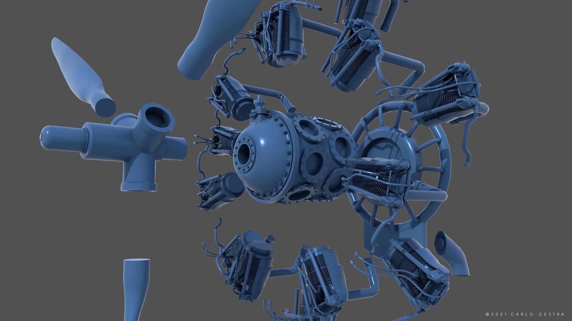 PW R1830 Radial Engine - Commercial license - 1-6 scale 3D print model_6