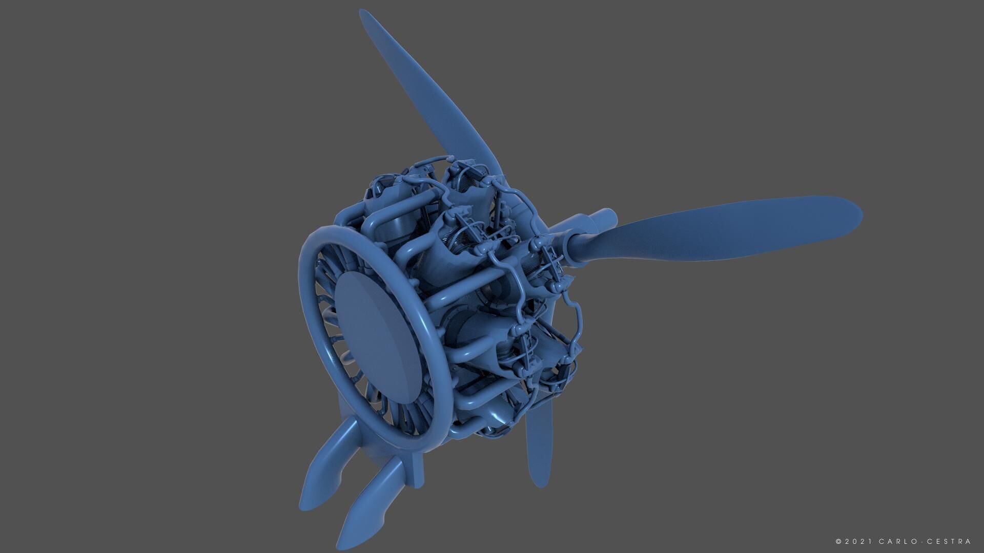 PW R1830 Radial Engine - Commercial license - 1-6 scale 3D print model_1
