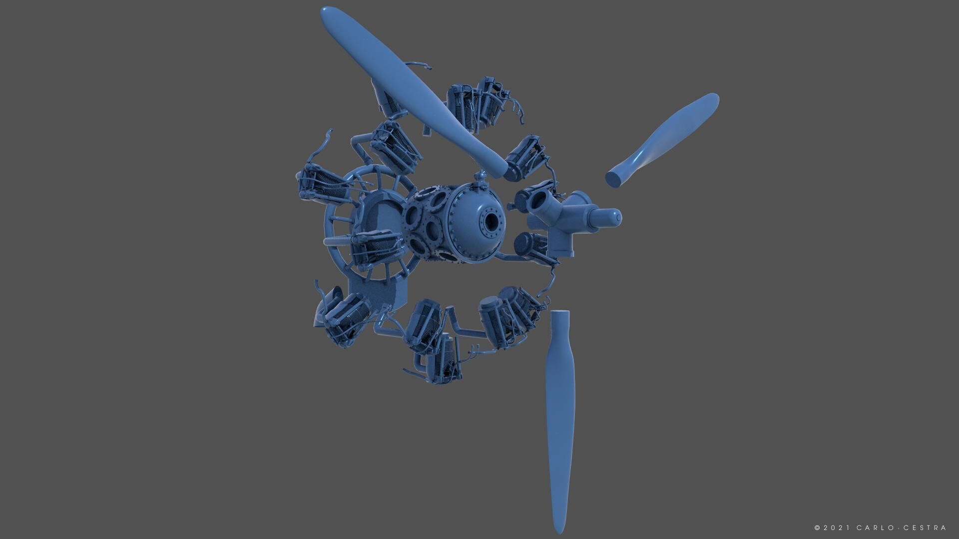 PW R1830 Radial Engine - Commercial license - 1-6 scale 3D print model_5