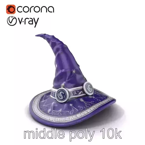 Mystical Wizard Hat with Runes model pack Low-poly 3D model