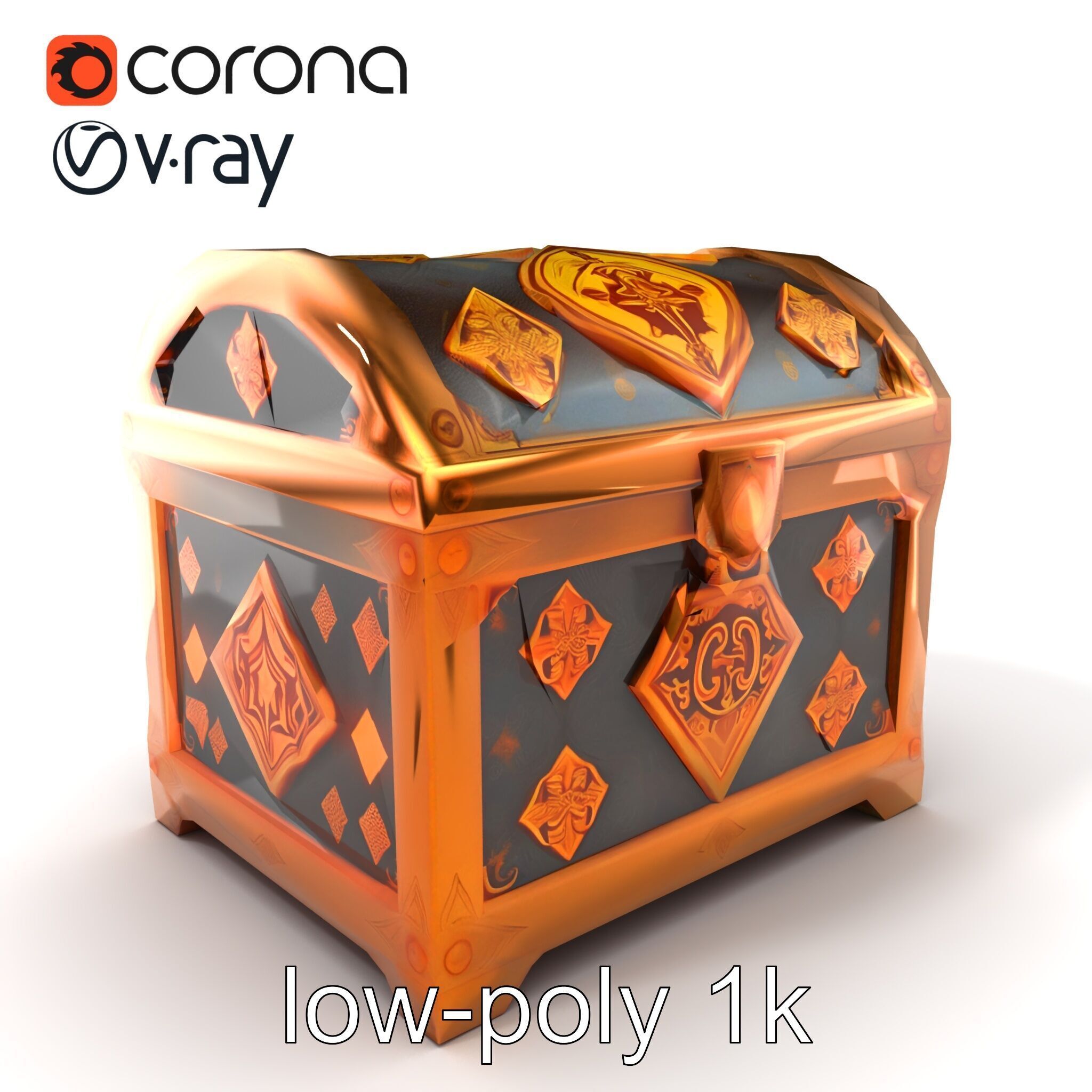 Mystical Chest Golden Embellishments model pack Low-poly 3D model_5