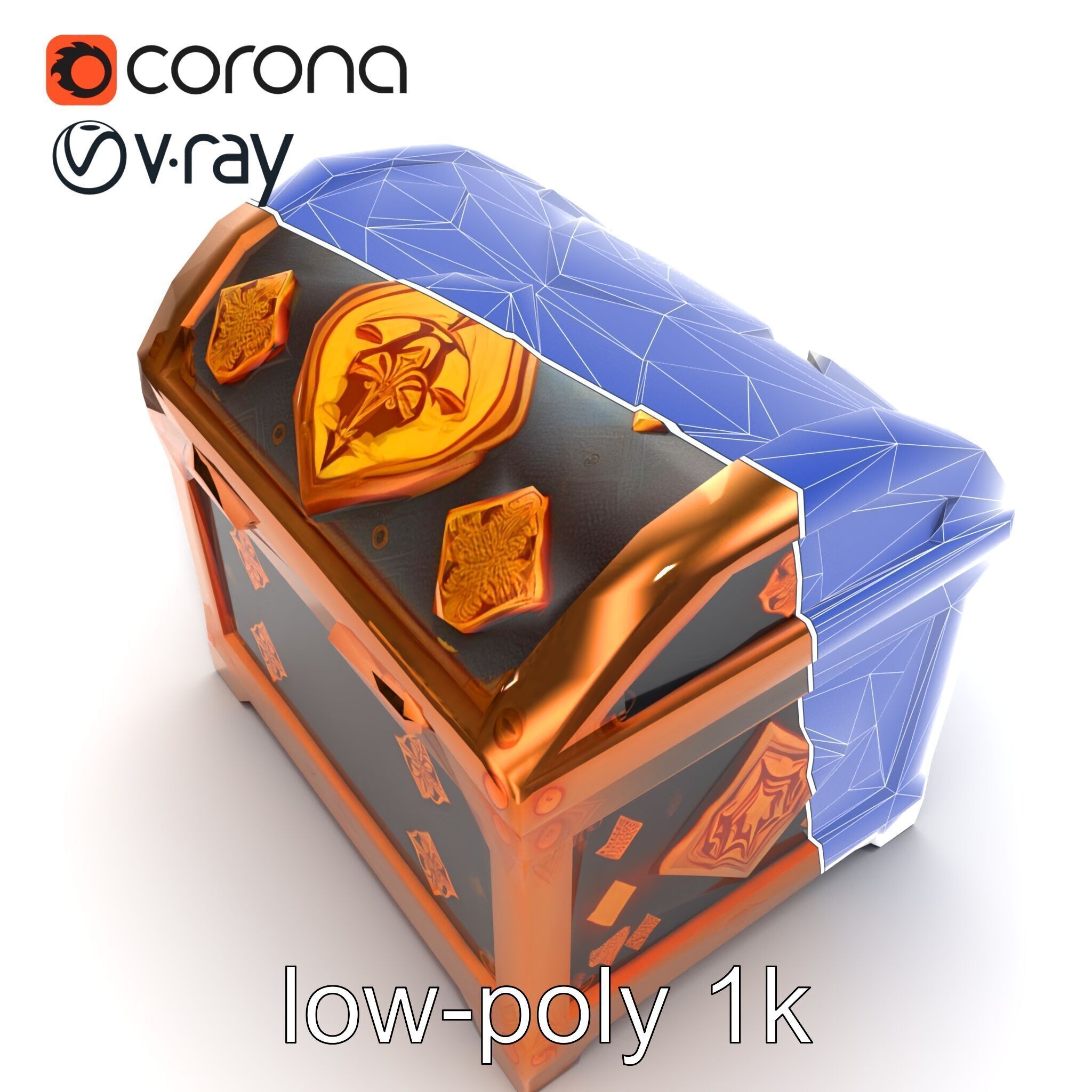 Mystical Chest Golden Embellishments model pack Low-poly 3D model_11