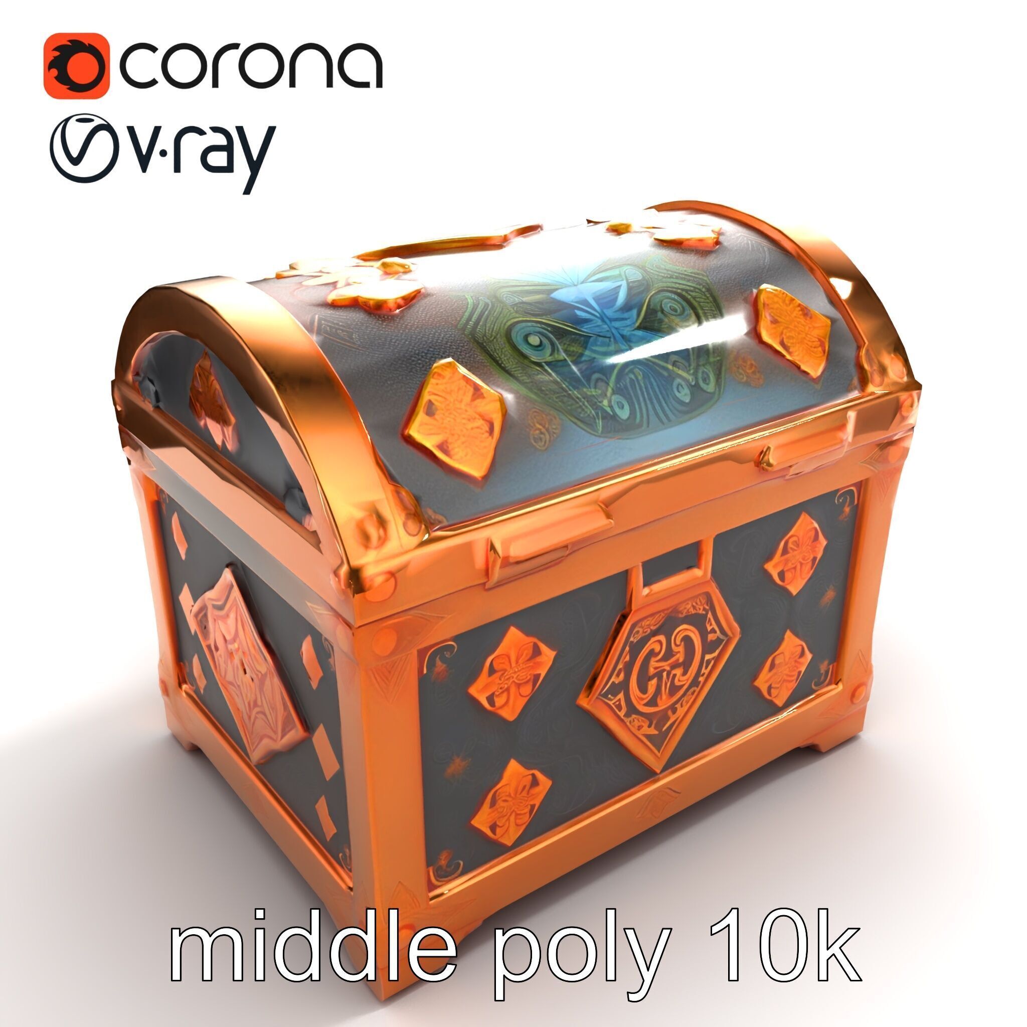 Mystical Chest Golden Embellishments model pack Low-poly 3D model_8