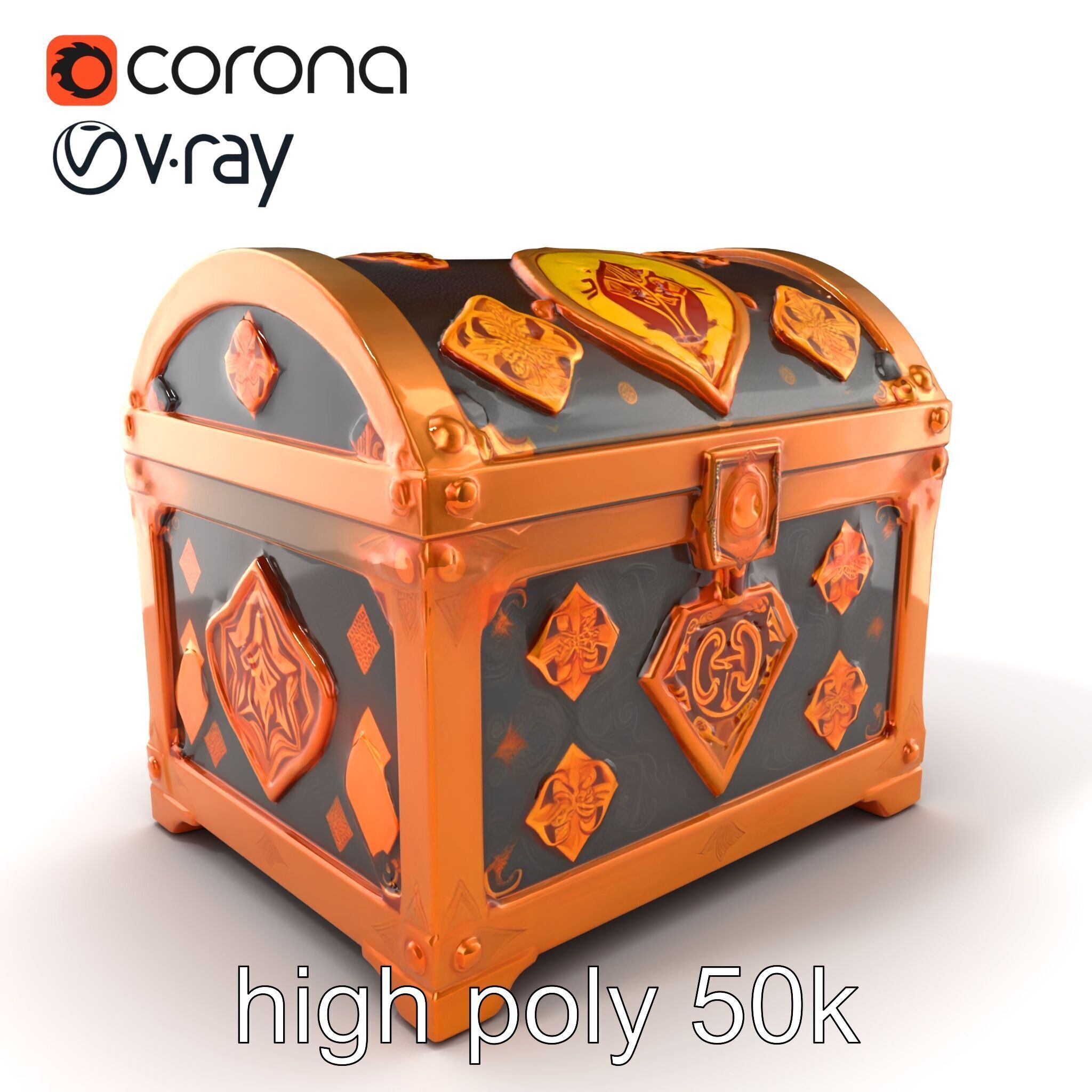 Mystical Chest Golden Embellishments model pack Low-poly 3D model_2