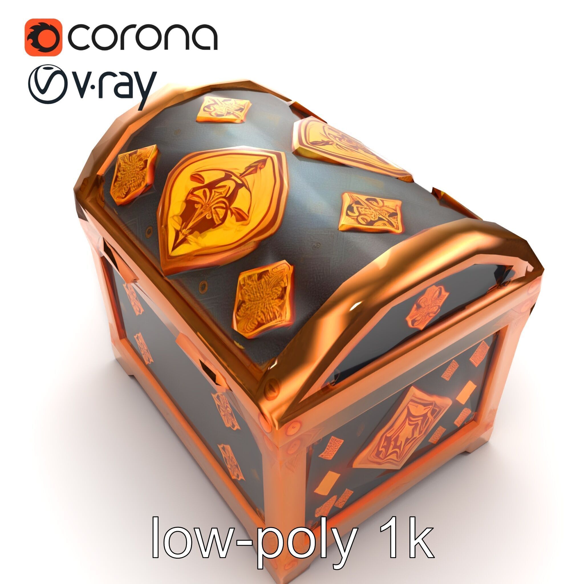 Mystical Chest Golden Embellishments model pack Low-poly 3D model_15