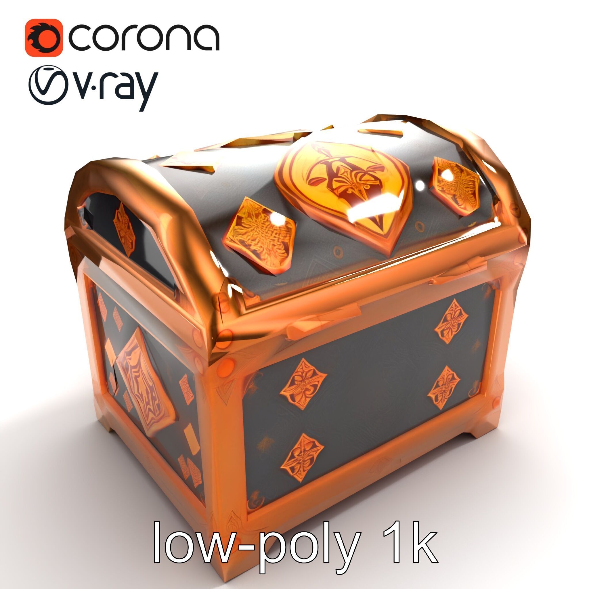 Mystical Chest Golden Embellishments model pack Low-poly 3D model_9