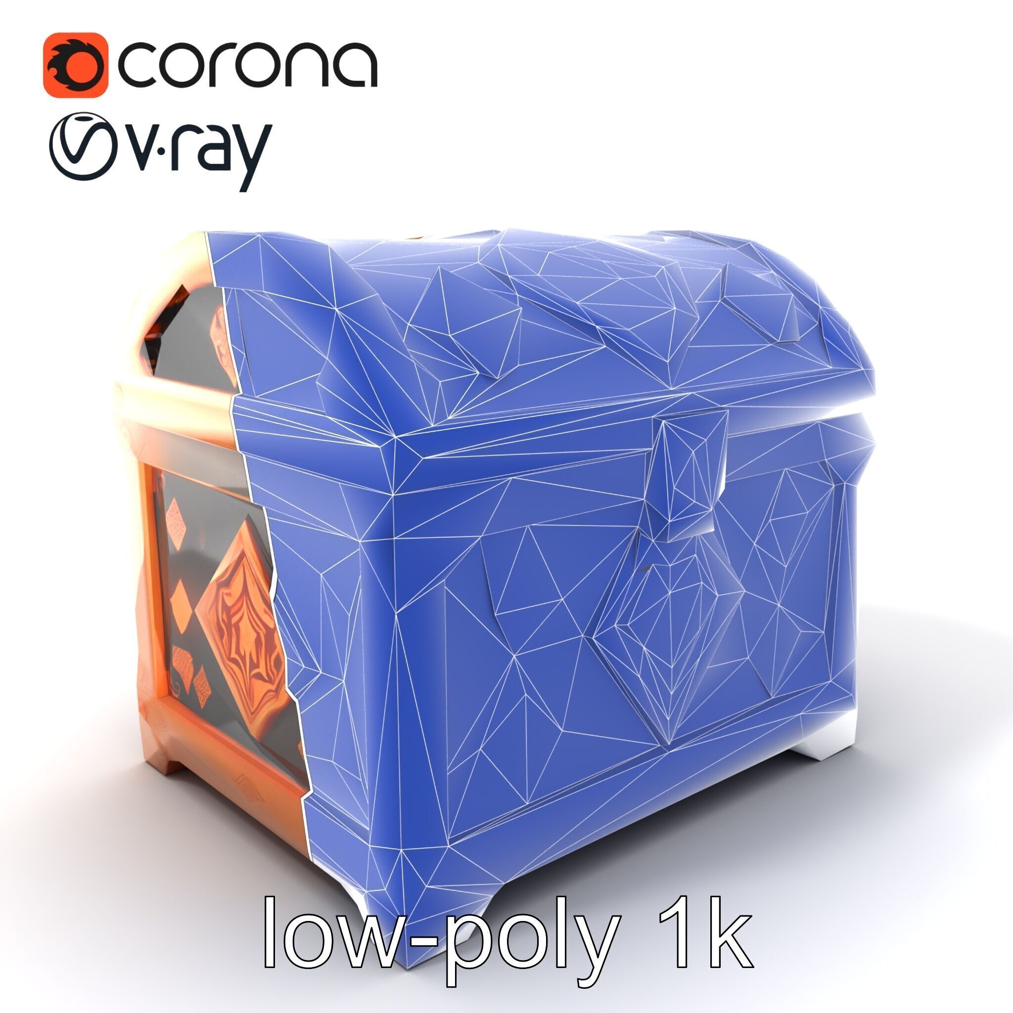 Mystical Chest Golden Embellishments model pack Low-poly 3D model_7