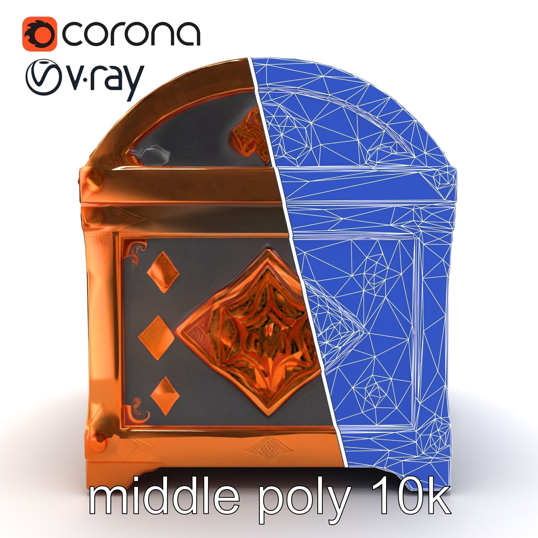 Mystical Chest Golden Embellishments model pack Low-poly 3D model_32