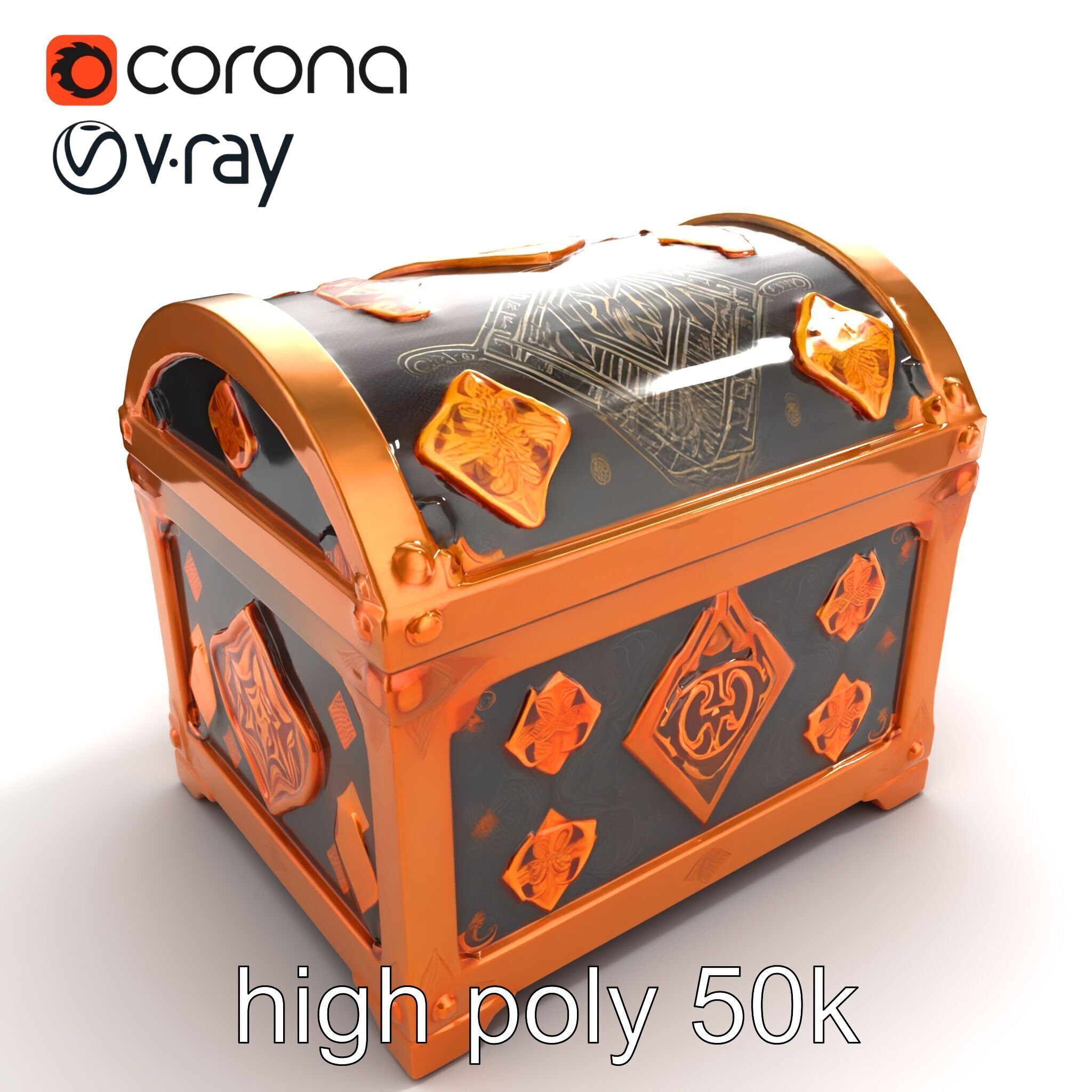 Mystical Chest Golden Embellishments model pack Low-poly 3D model_16