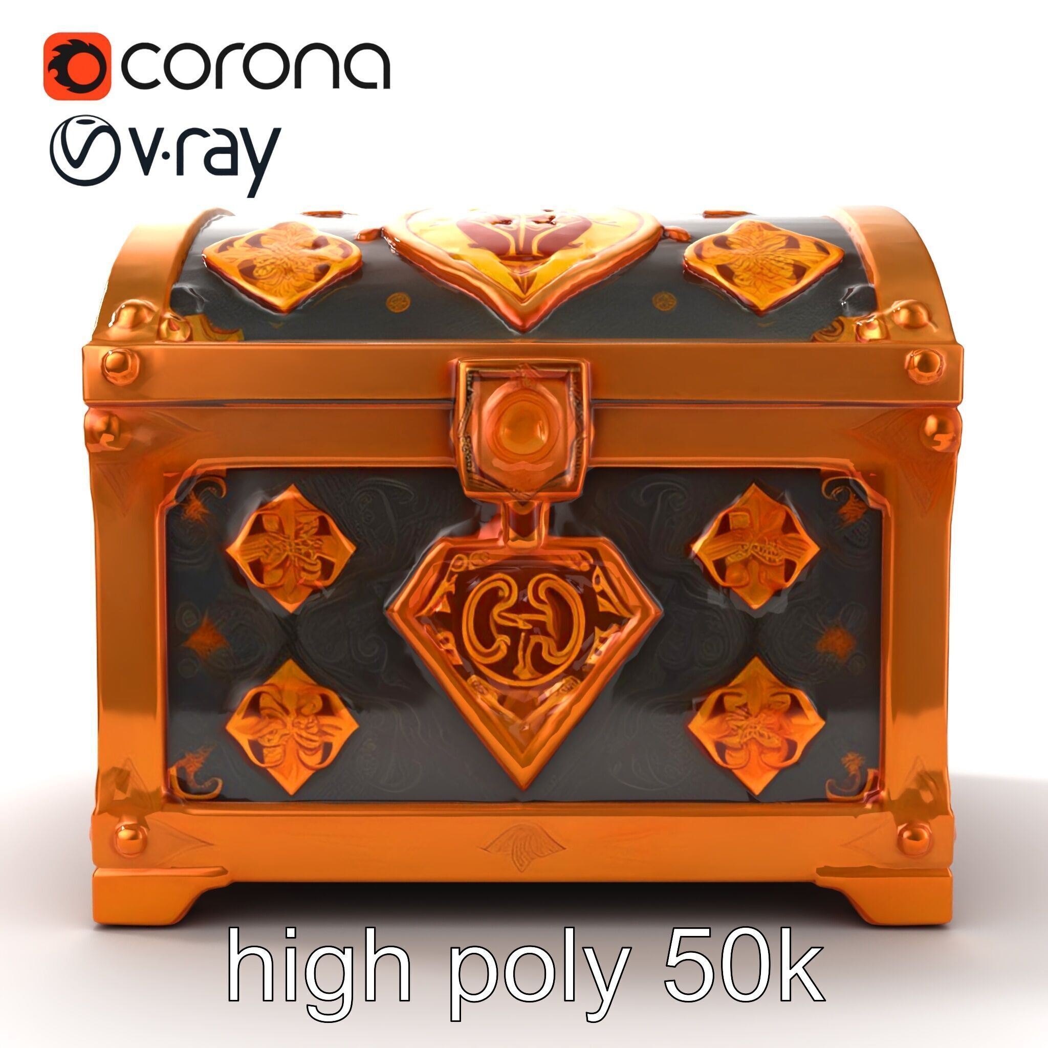 Mystical Chest Golden Embellishments model pack Low-poly 3D model_20