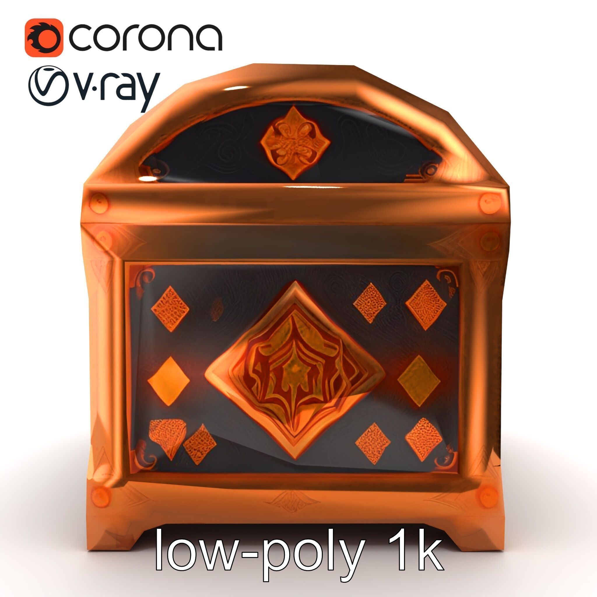 Mystical Chest Golden Embellishments model pack Low-poly 3D model_27