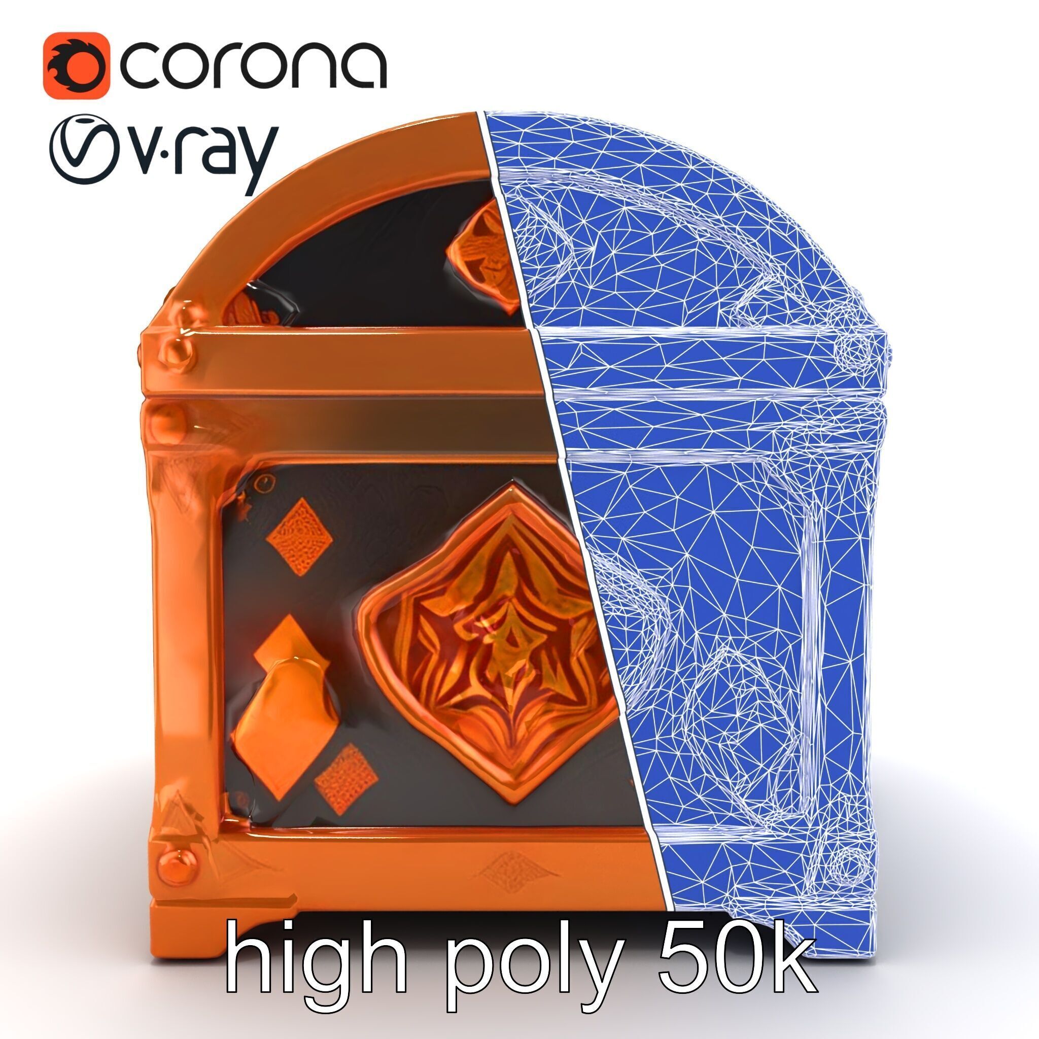 Mystical Chest Golden Embellishments model pack Low-poly 3D model_30