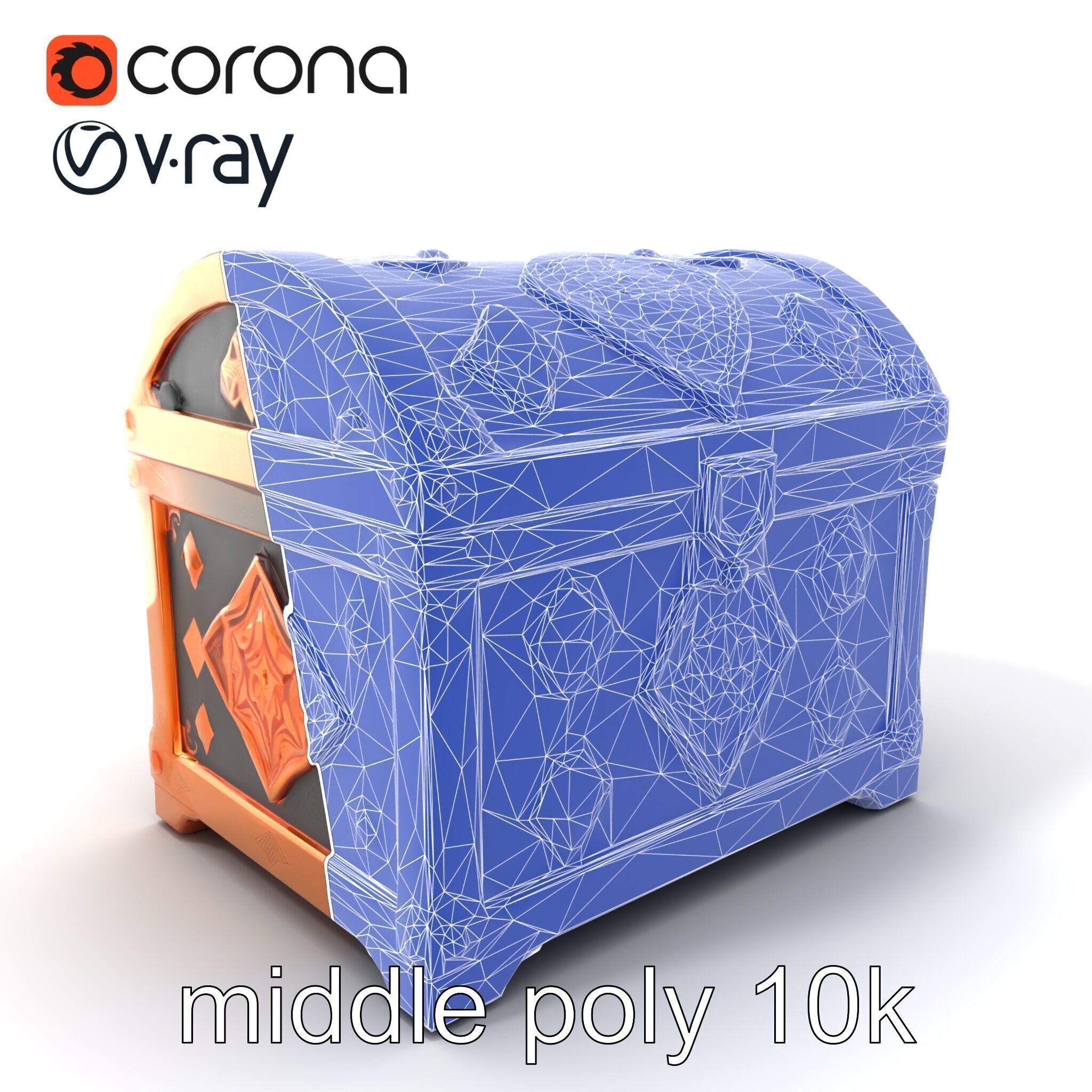 Mystical Chest Golden Embellishments model pack Low-poly 3D model_6