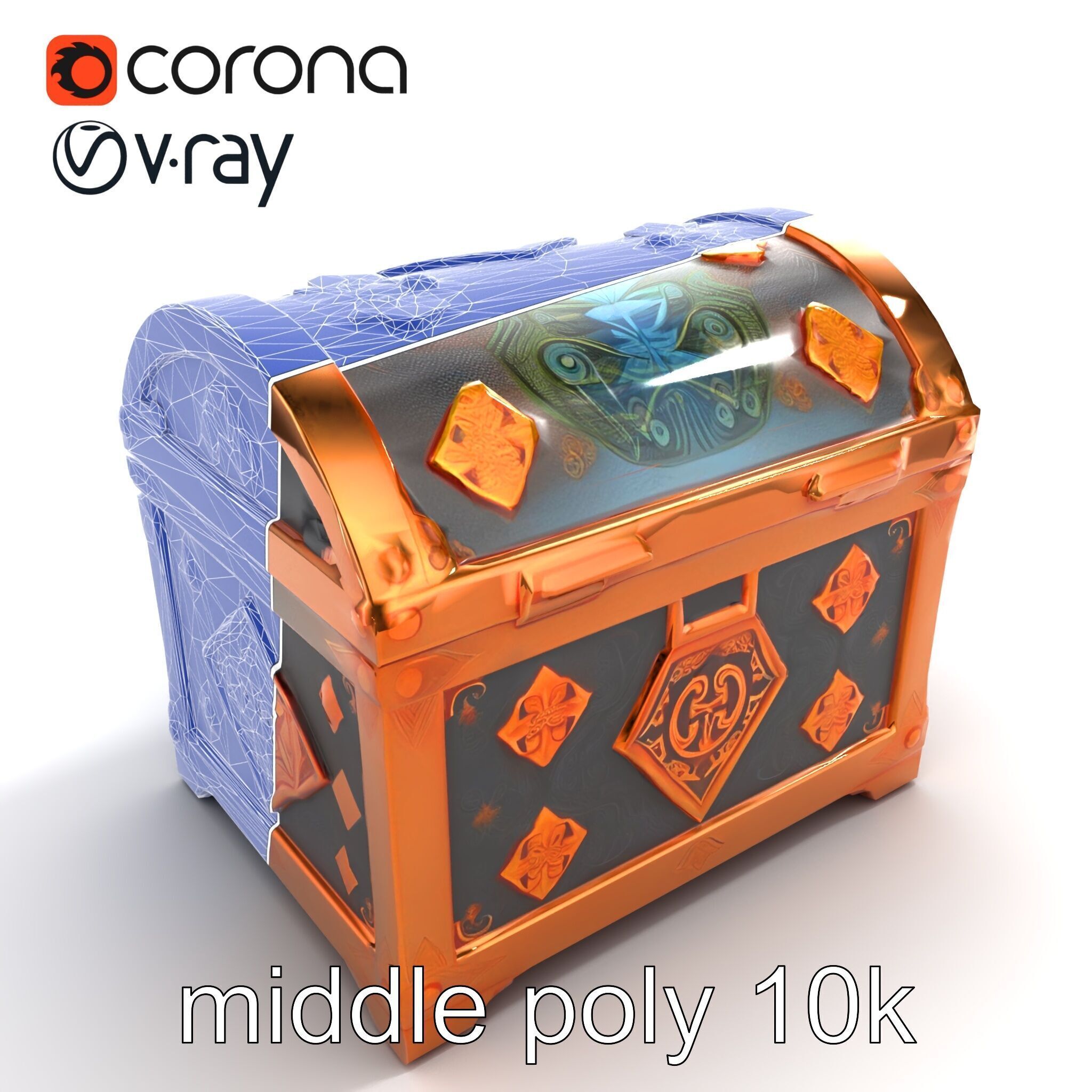 Mystical Chest Golden Embellishments model pack Low-poly 3D model_22