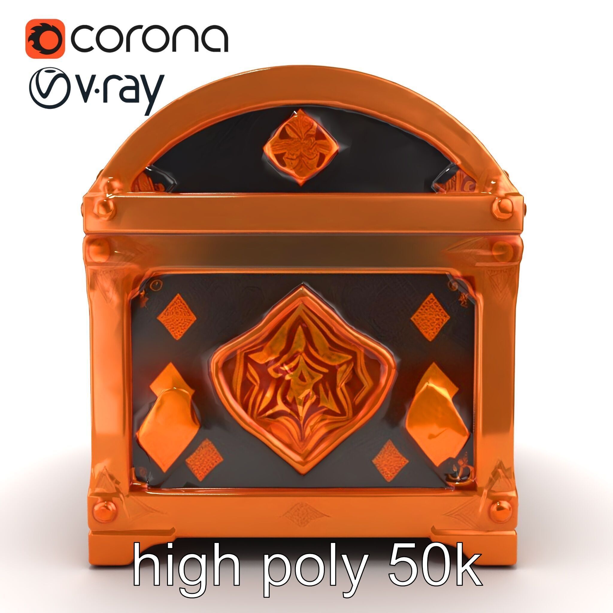 Mystical Chest Golden Embellishments model pack Low-poly 3D model_12