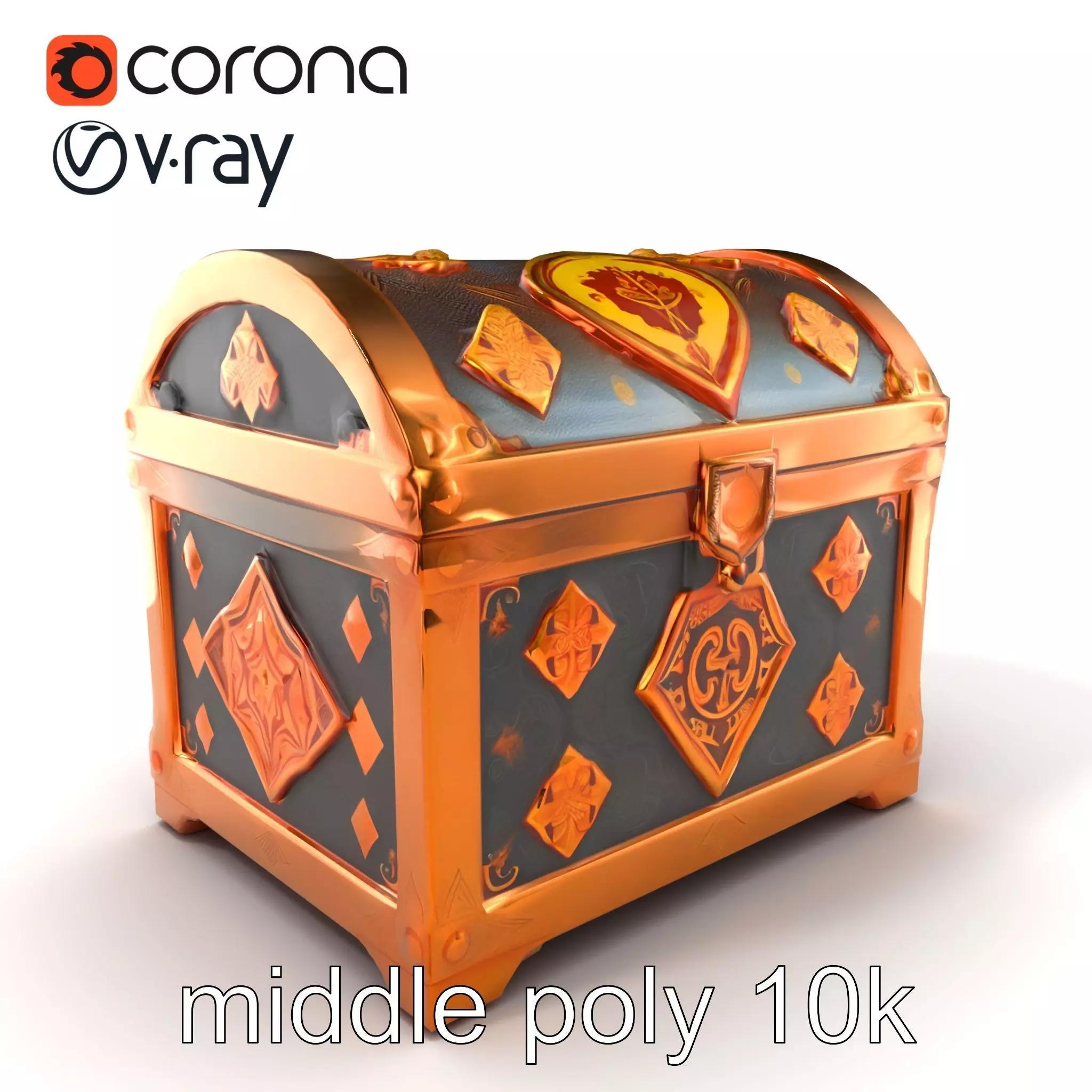 Mystical Chest Golden Embellishments model pack Low-poly 3D model_0