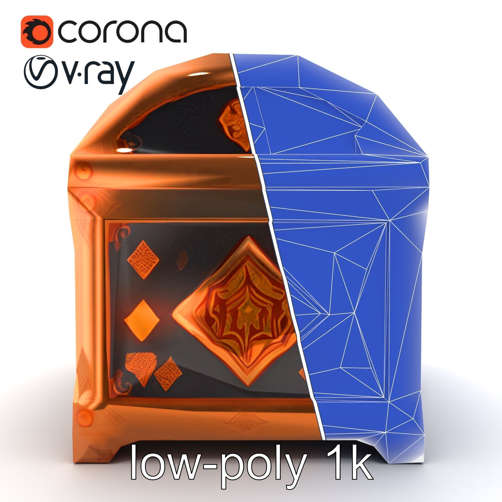 Mystical Chest Golden Embellishments model pack Low-poly 3D model_26