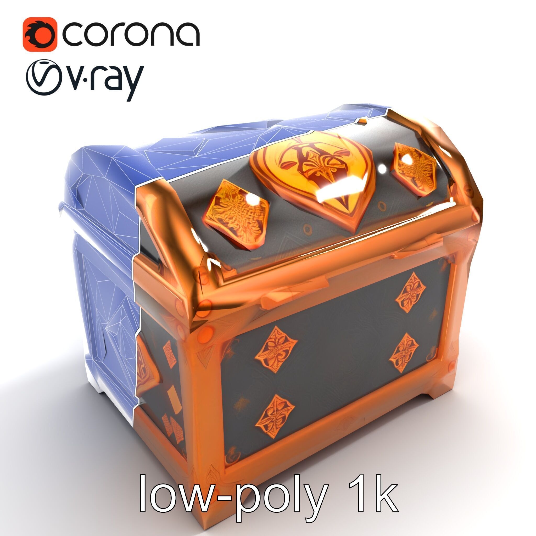Mystical Chest Golden Embellishments model pack Low-poly 3D model_24